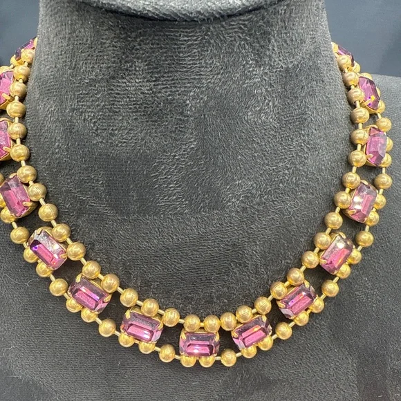 Art Deco amethyst glass necklace - Picture 8 of 14